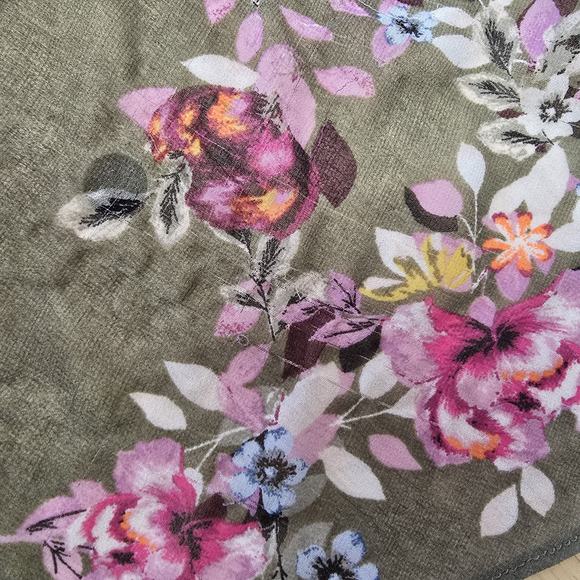 White House Black Market 12P Dress Fairy Floral Velvet Trim Y2K Green Asymmetric - Picture 14 of 16